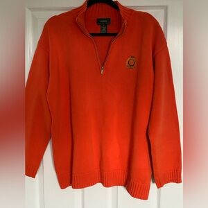 Ralph Lauren Men's Bright Orange 1/4 Zip-Up Sweater (XL)